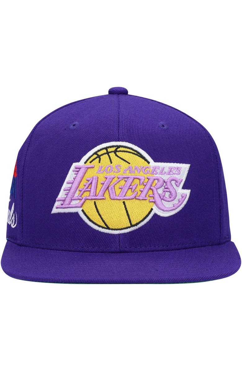 Mitchell & Ness Men's Mitchell & Ness Purple Los Angeles Lakers Hardwood Classics 1988 NBA Finals XL Patch Snapback Hat, Alternate, color,