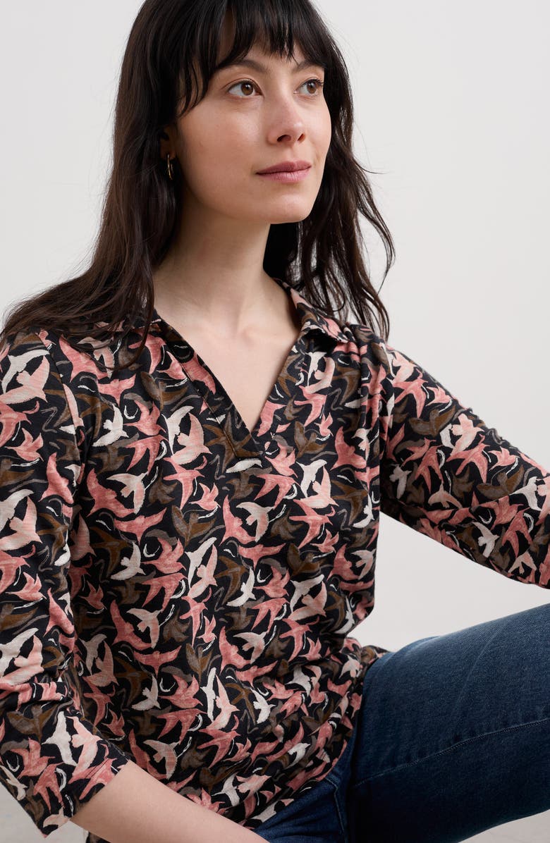 Seasalt Cornwall Wavecreast Print Organic Cotton Top, Alternate, color, Swooping Birds Mix