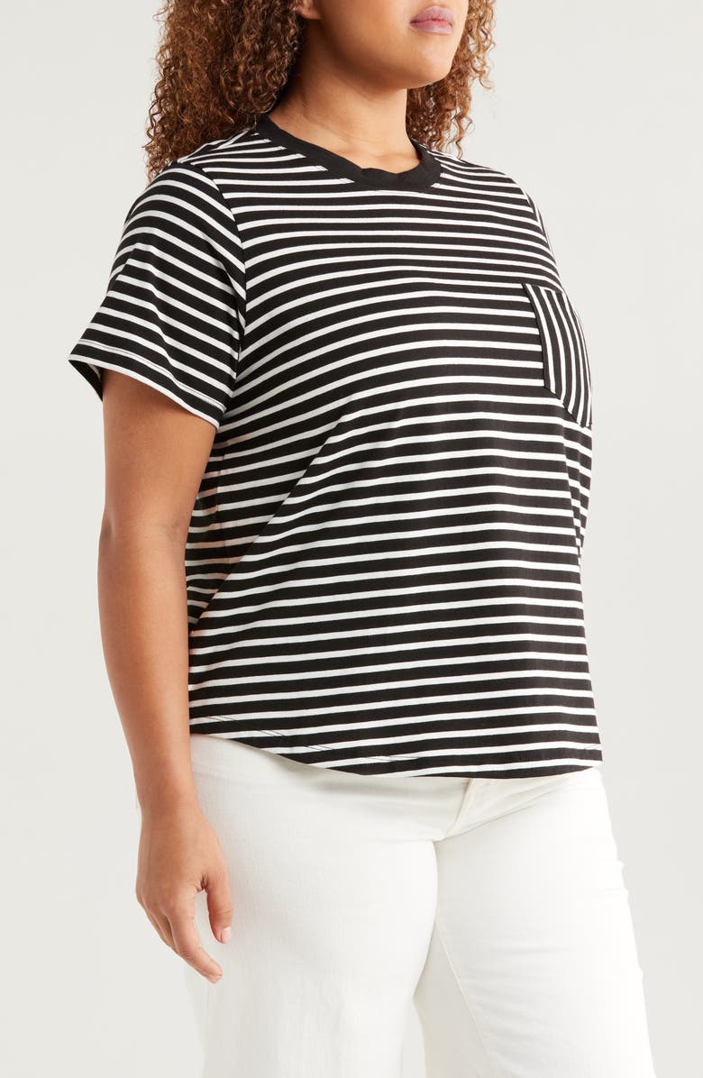 Universal Standard Breton Stripe T-Shirt, Alternate, color, Black/ White Stripe