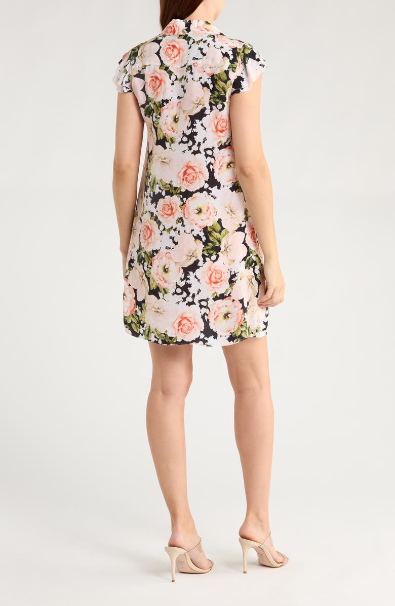 Alice + Olivia Jem Ruffle Cap Sleeve Shirtdress, Alternate, color, Morningside Floral/ Black