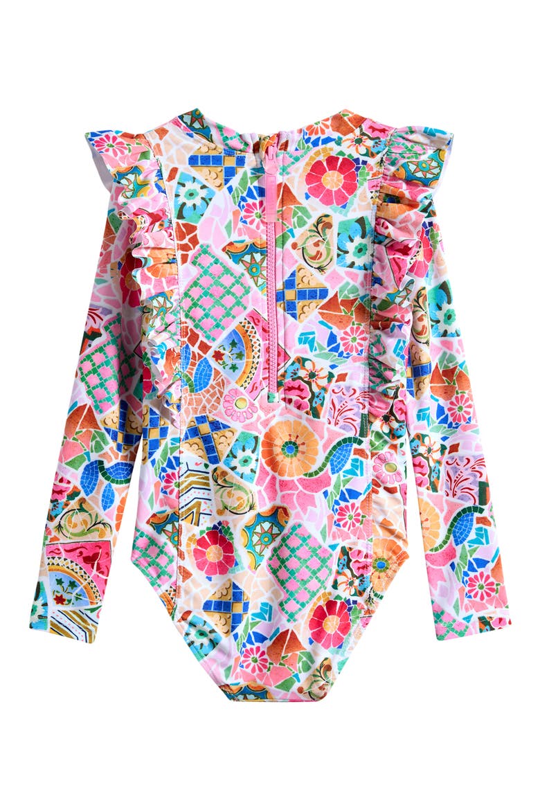 Kids' Beach Boheme Long Sleeve One-Piece Rashguard Swimsuit, Alternate, color, BEACH BOHEME