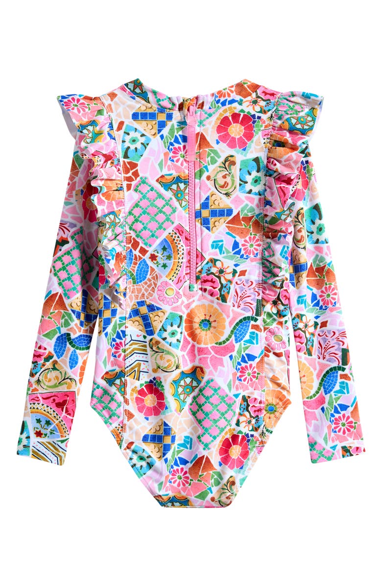 Seafolly Kids' Beach Boheme Long Sleeve One-Piece Rashguard Swimsuit, Alternate, color, Beach Boheme
