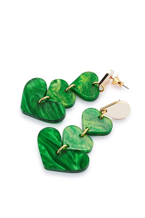 Toolally Heart Drop Earrings In Green