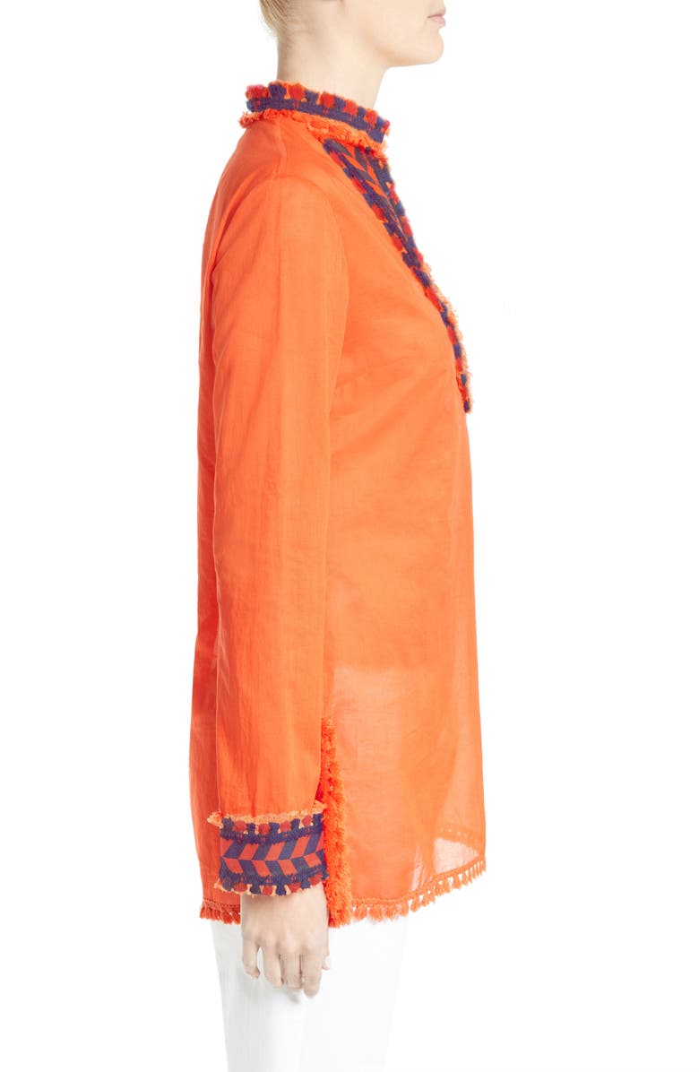 Tory Burch Tory Embellished Sheer Poplin Tunic, Alternate, color,