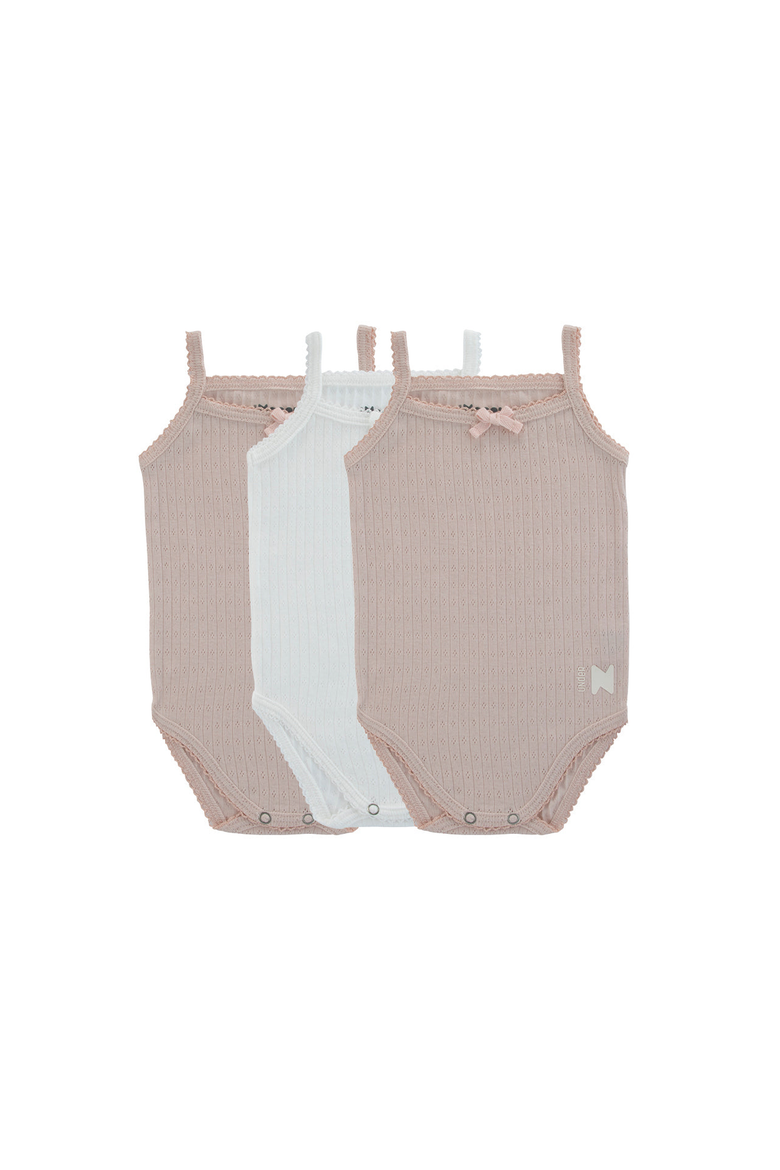 Pointelle Girls Bodysuit, Three Pack, Main, color, Mauve / White