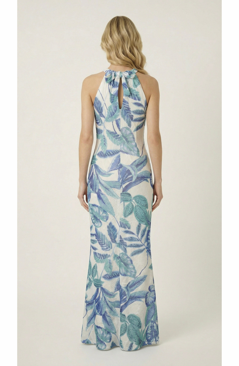 Modenaire Tropical Print Halter Neck Maxi Dress, Alternate, color, Tropical Print