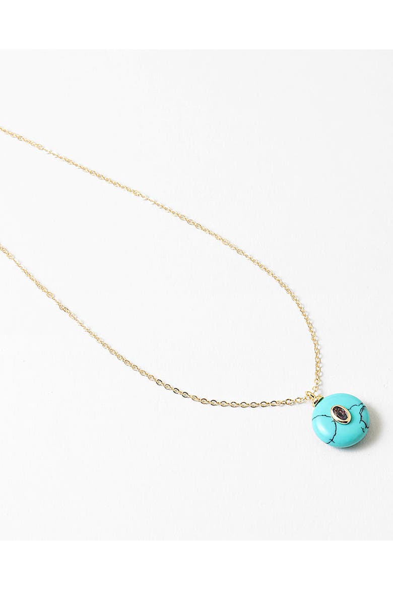 Electric Blue Turquoise with Violet Stone Necklace, Alternate, color, Blue