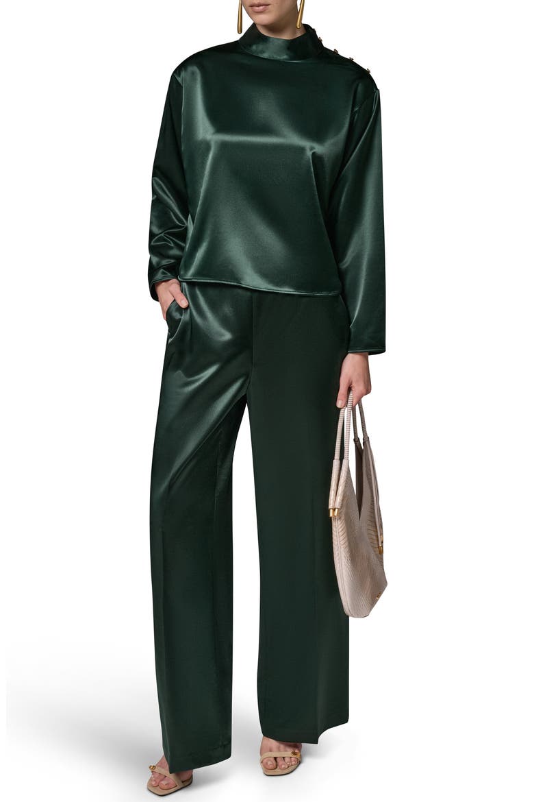 Satin High Neck Cape Top, Alternate, color, BLK FOREST