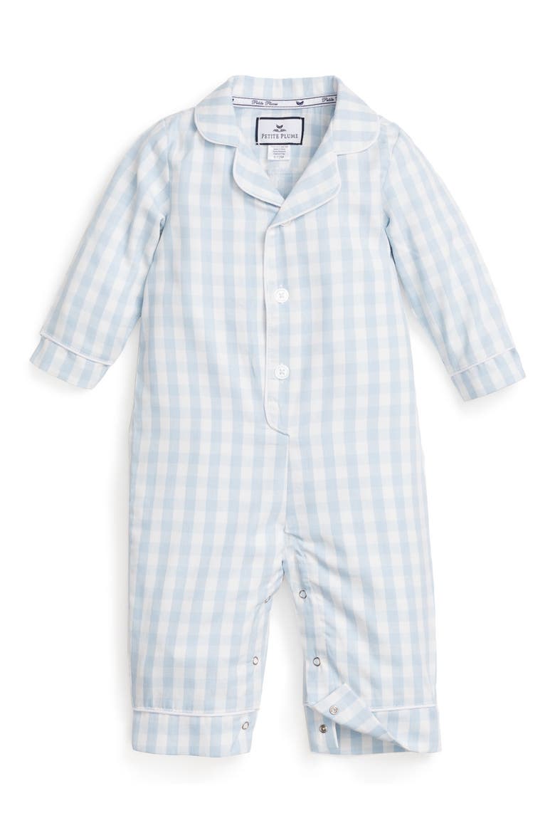 Gingham Romper, Main, color, BLUE