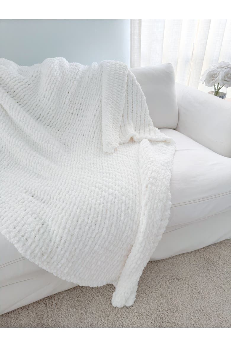 Oversized Plush Chenille Sweater Throw, Alternate, color, Sandy Beige