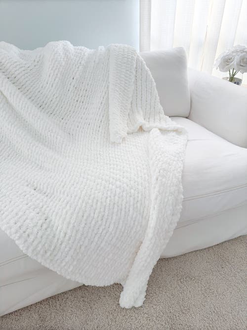 Anaya Oversized Plush Chenille Sweater Throw In Neutral