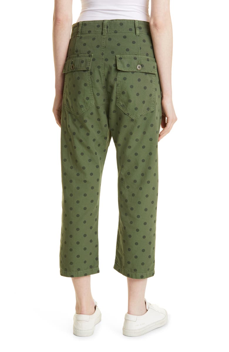 THE GREAT. The Ranger Crop Cotton Pants, Alternate, color, Army Dot