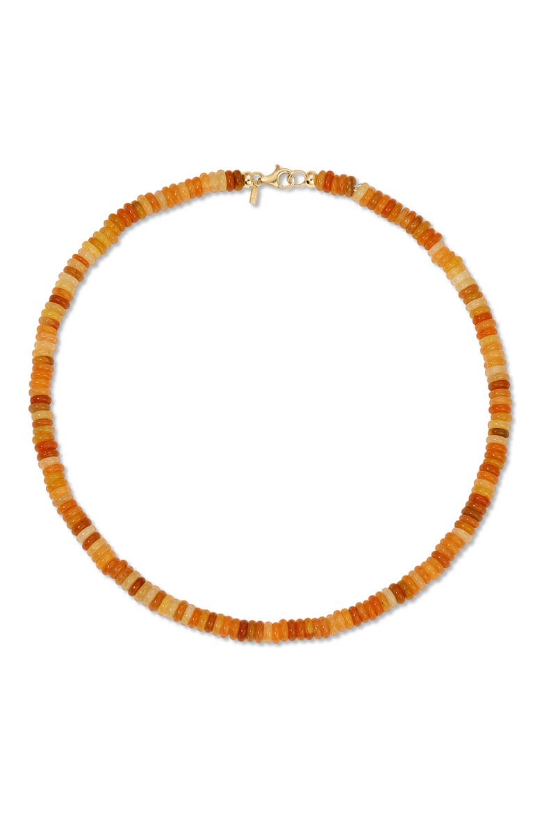 Amber Aventurine Rondelle Necklace, Main, color, 14K YELLOW GOLD/ AMBER