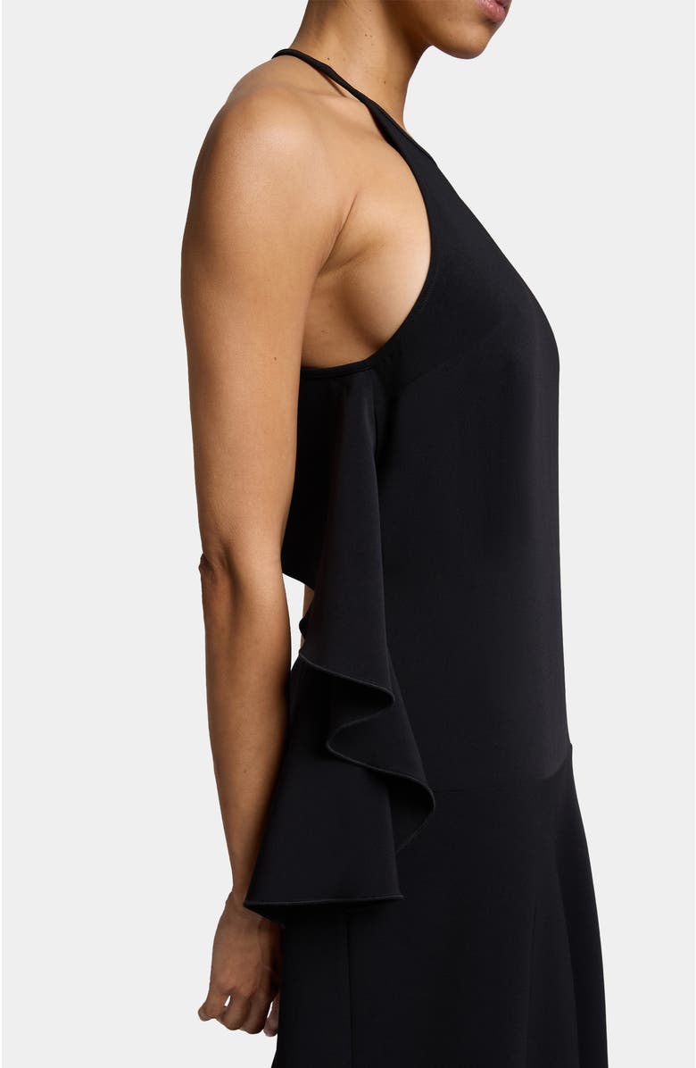 Santorelli ALESSIA Sleeveless Ruffled Midi Dress in Soft Cady, Alternate, color, Black