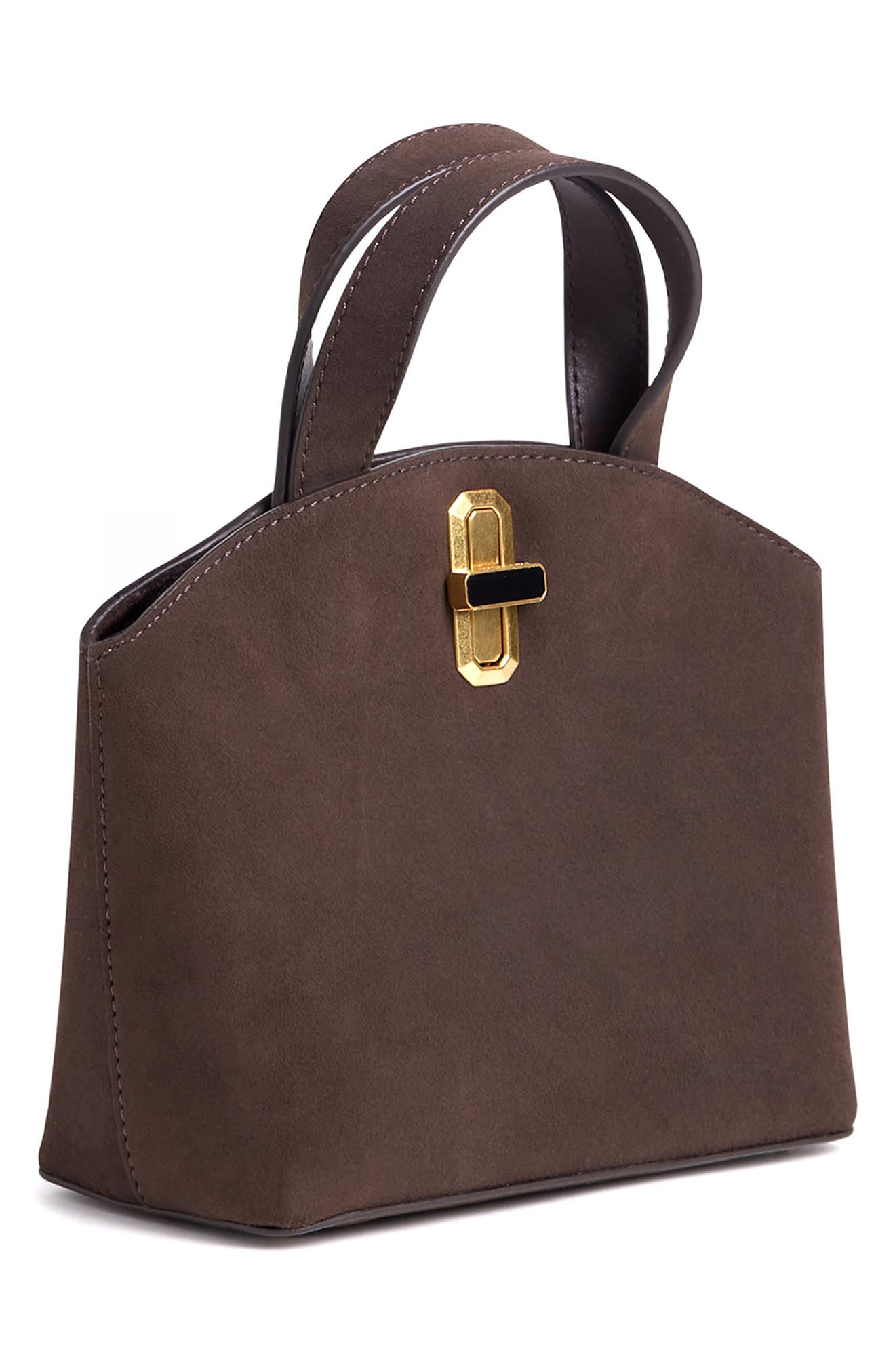 Mini Leather Dome Tote, Alternate, color, CHOCOLATE