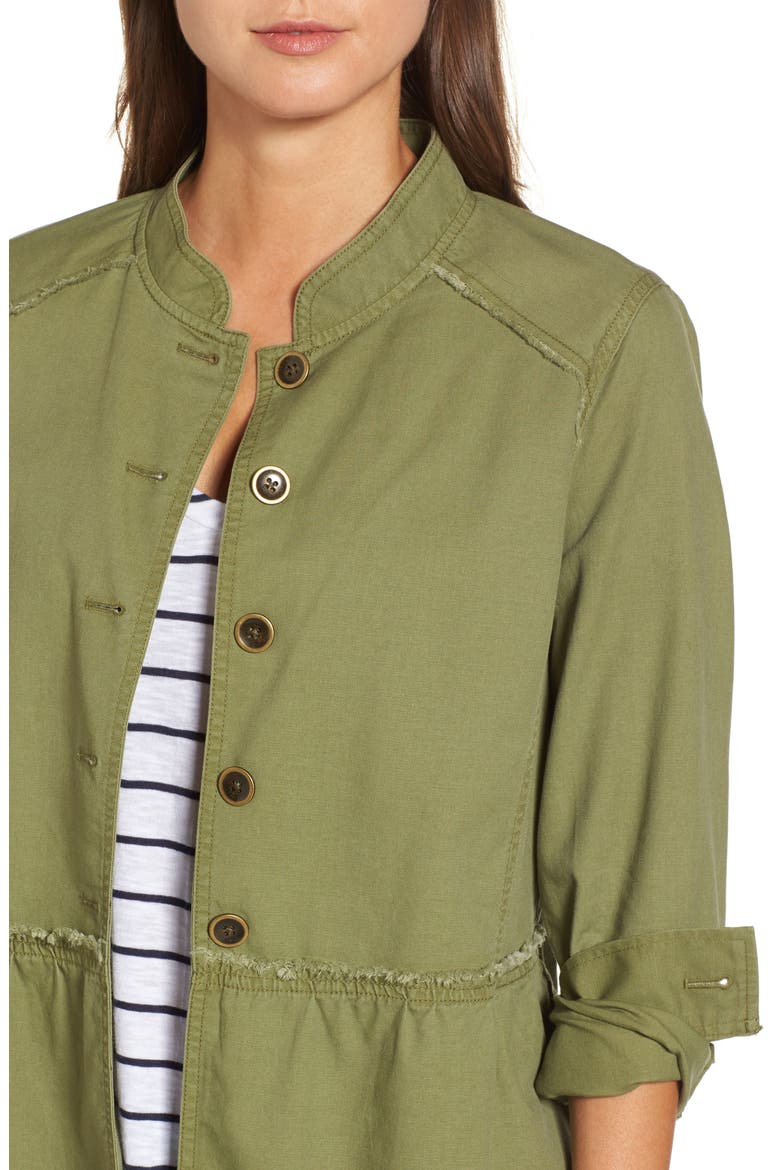 Twill Peplum Jacket, Alternate, color, OLIVE