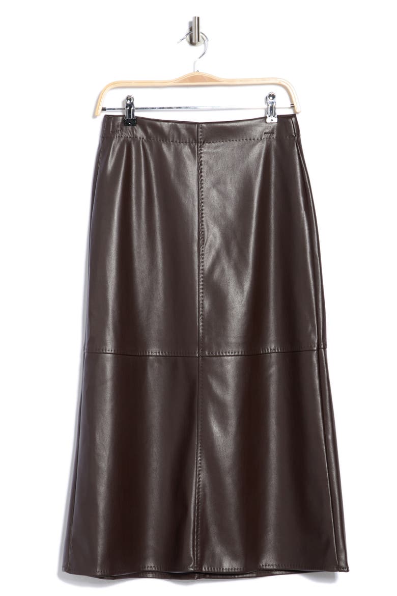 Faux Leather A-Line Skirt, Alternate, color, DARK BROWN