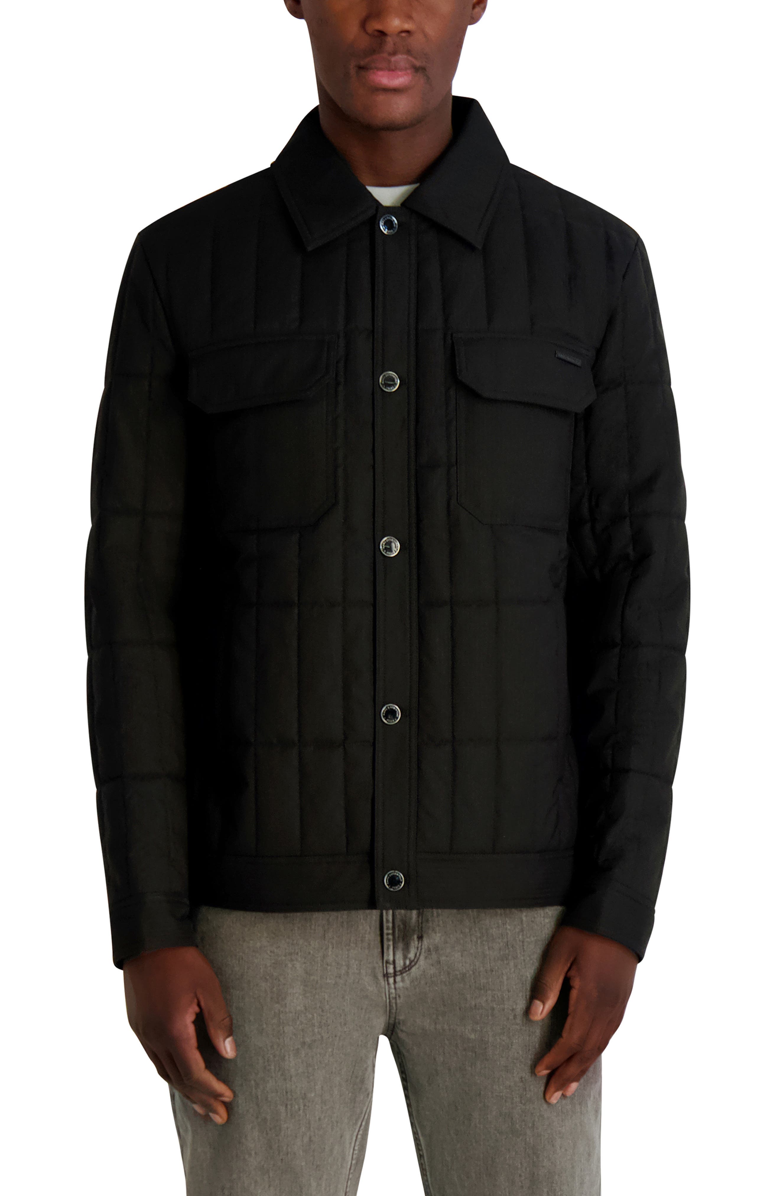 Quilted Herringbone Shirt Jacket