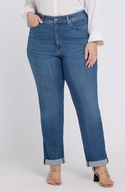 Marilyn Cuffed Straight Leg Jeans (Morning Tides) (Plus)