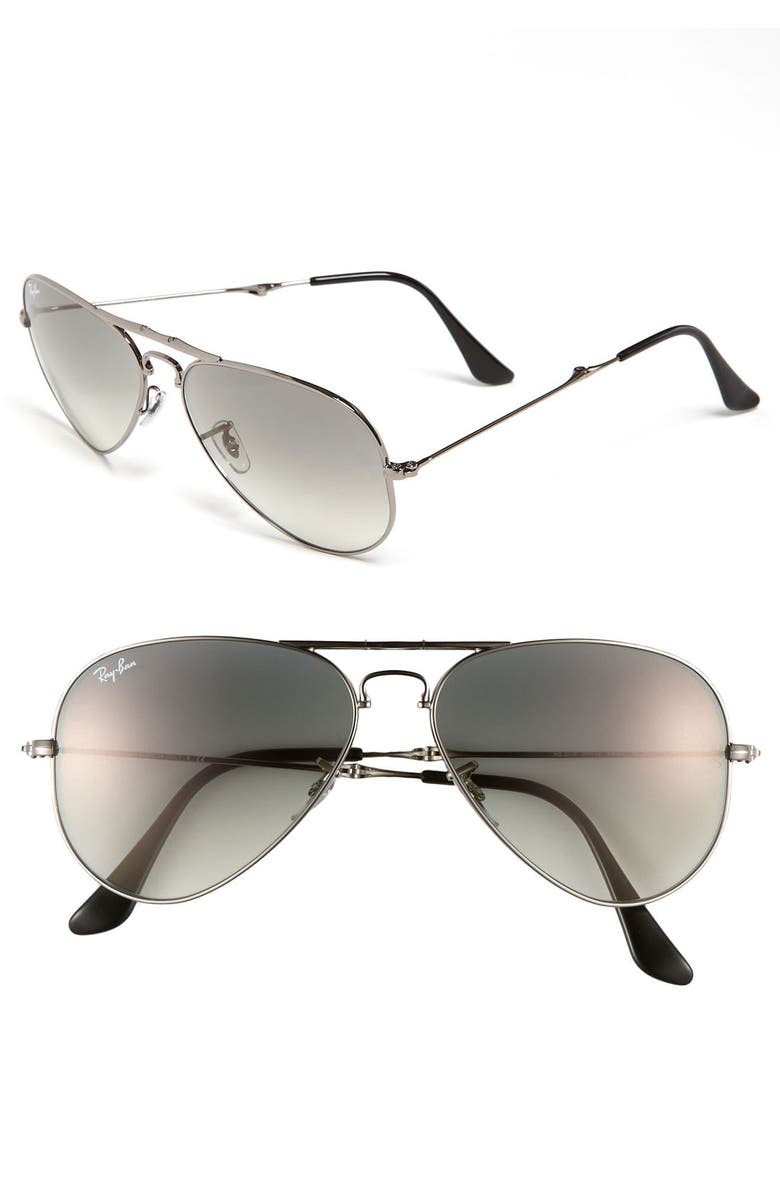 Ray-Ban 58mm Folding Aviator Sunglasses, Main, color, 