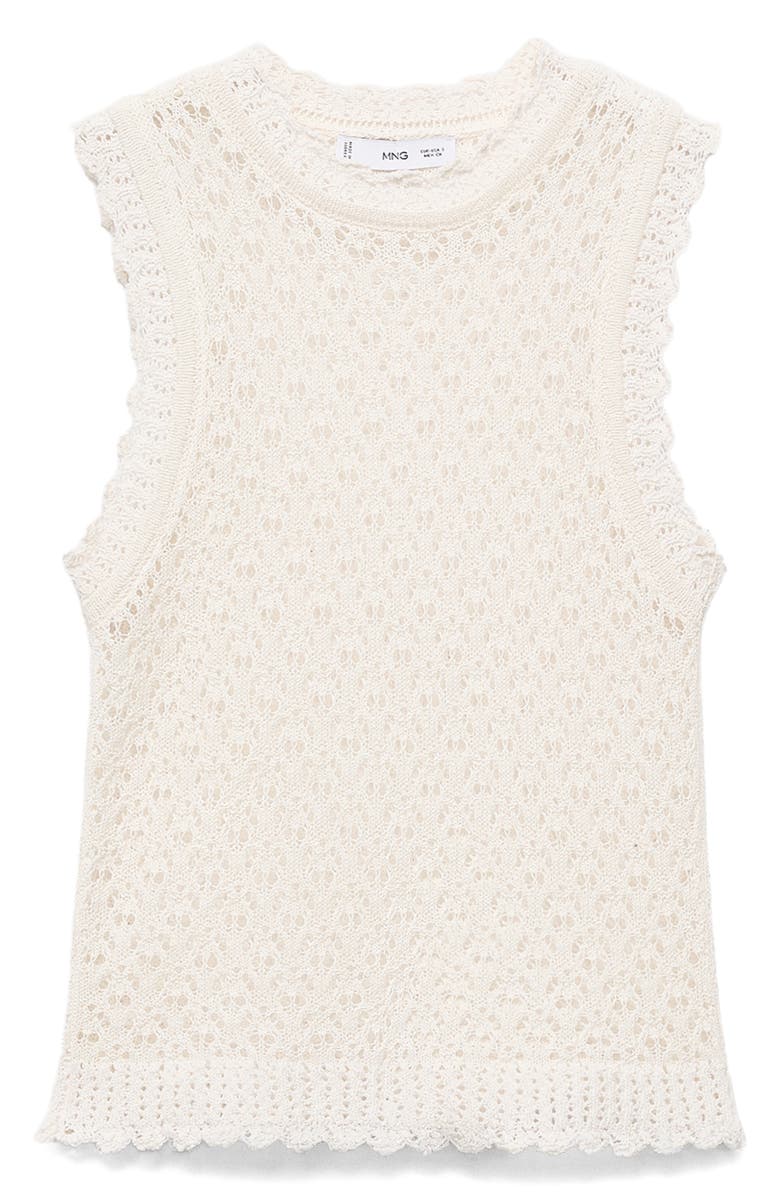 MANGO Open Stitch Sweater Tank, Alternate, color, Ecru