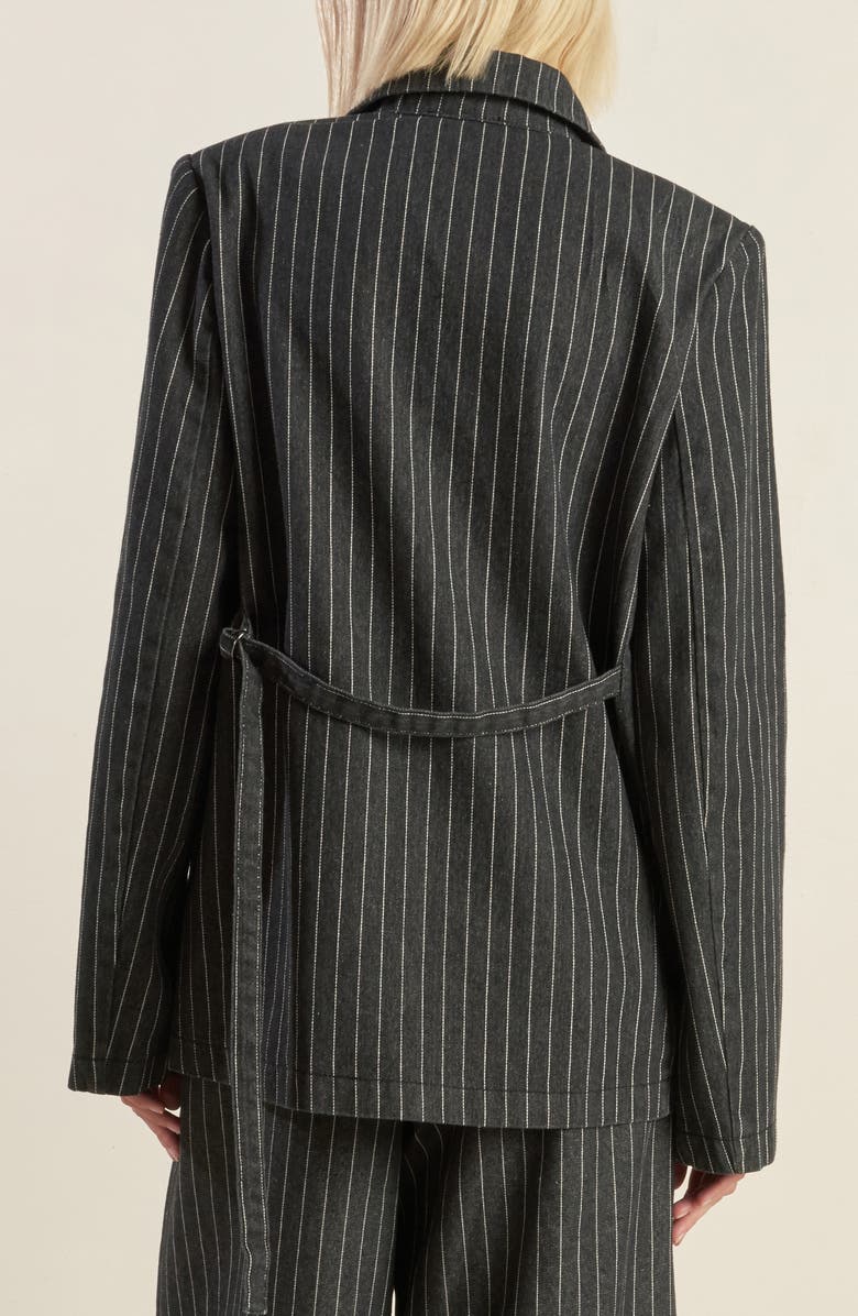 FREEMARKET Stripe Double Breasted Denim Blazer, Alternate, color, Indigo