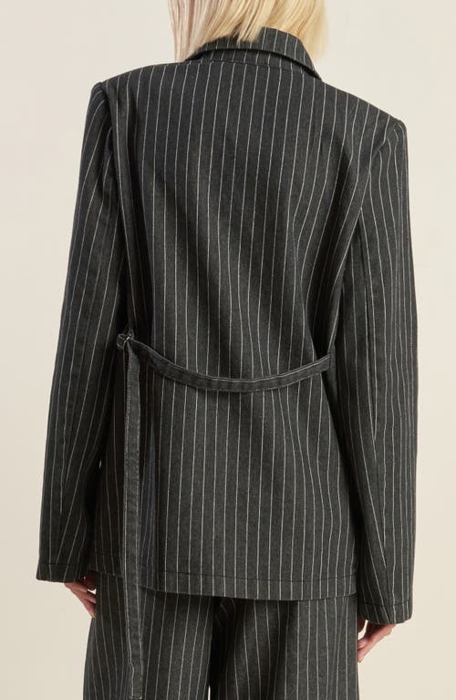 Freemarket Stripe Double Breasted Denim Blazer In Purple