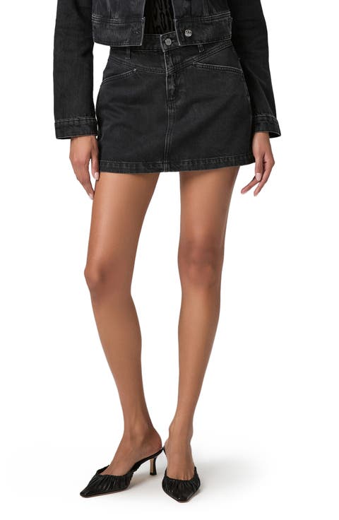 Ryder Angled Pocket Denim Miniskirt (Coal Black)