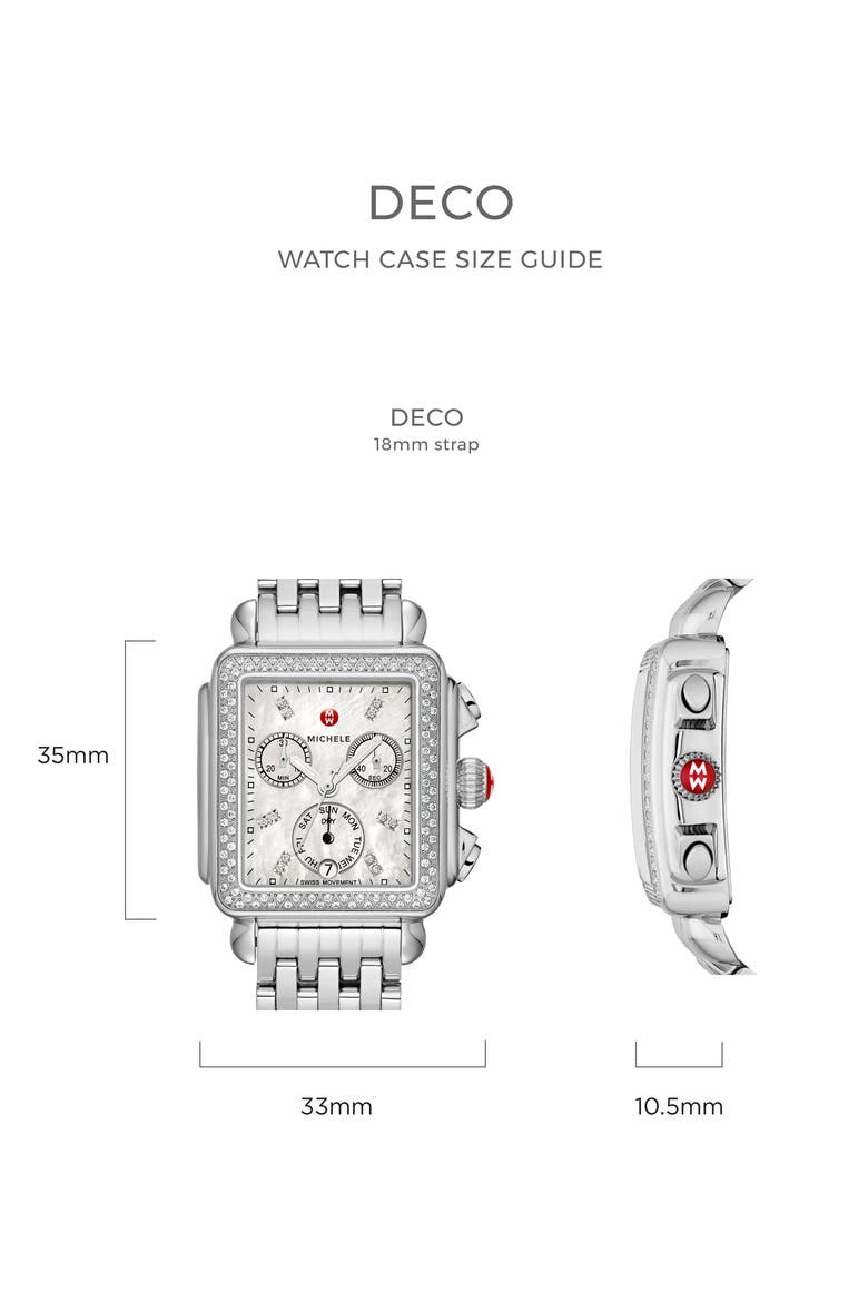 Deco Diamond Chronograph Bracelet Watch, 33mm, Alternate, color, NO COLOR