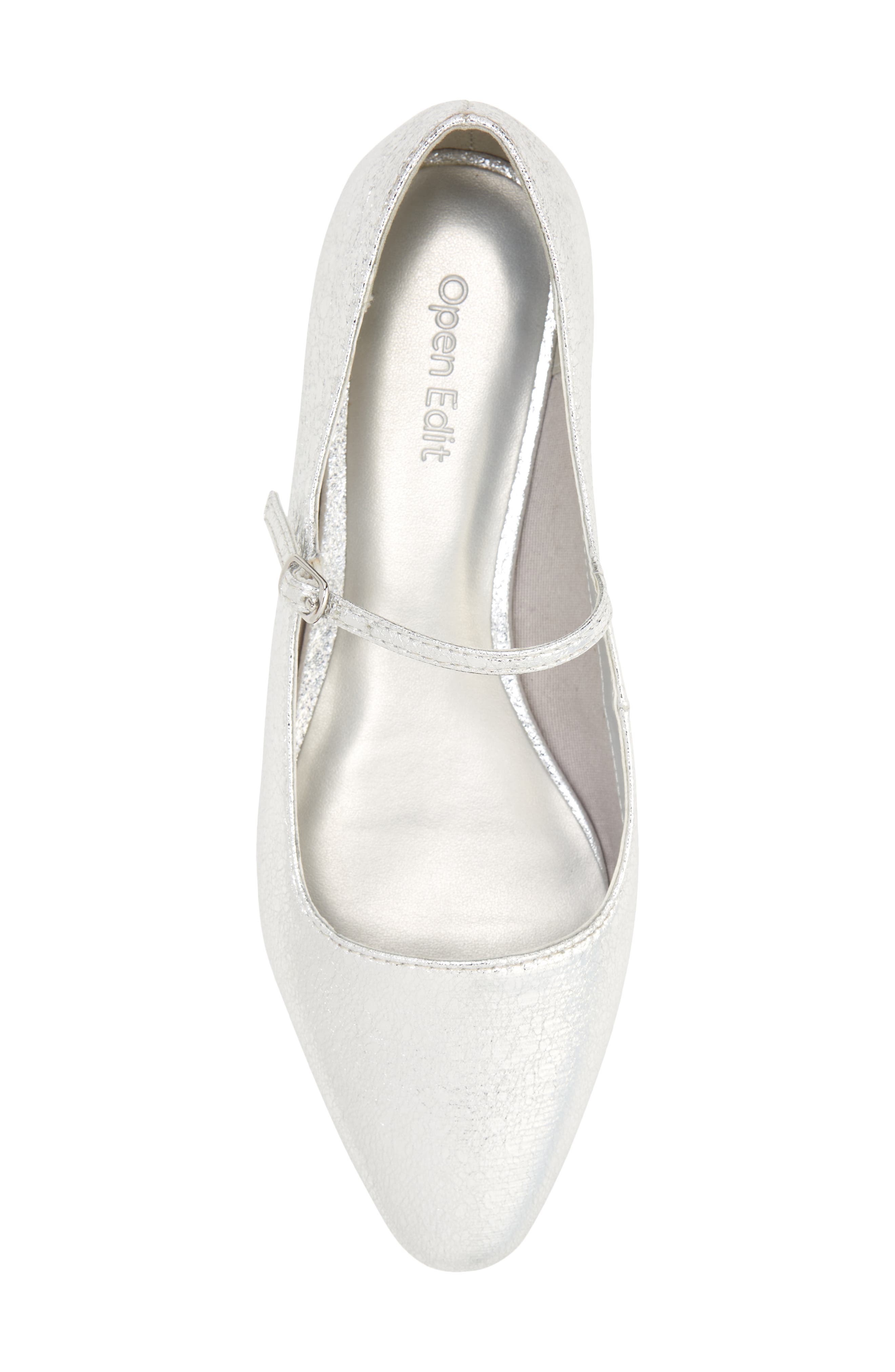 Regina Mary Jane Pointed Toe Flat, Alternate, color, SILVER METALLIC