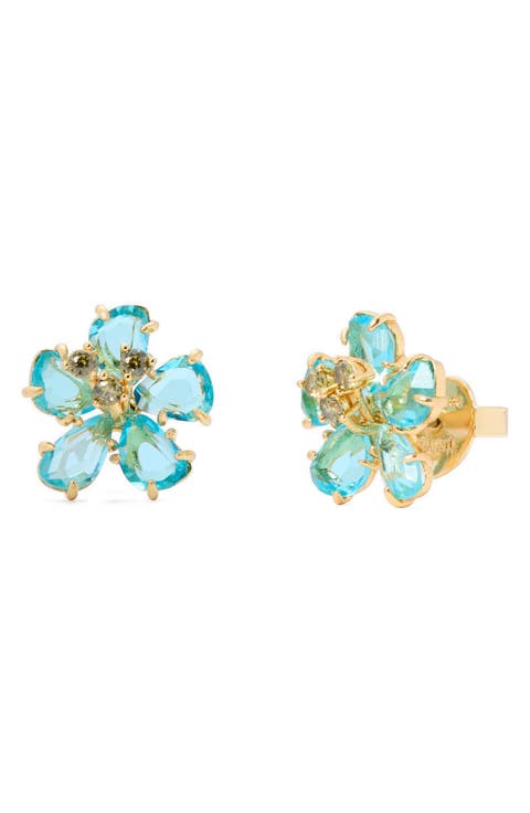 cubic zirconia flower stud earrings