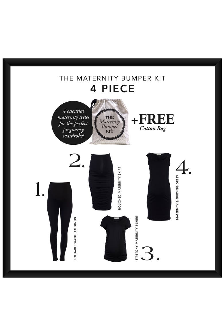 The Bumper Essential 4-Piece Maternity Starter Kit, Alternate, color, BLACK