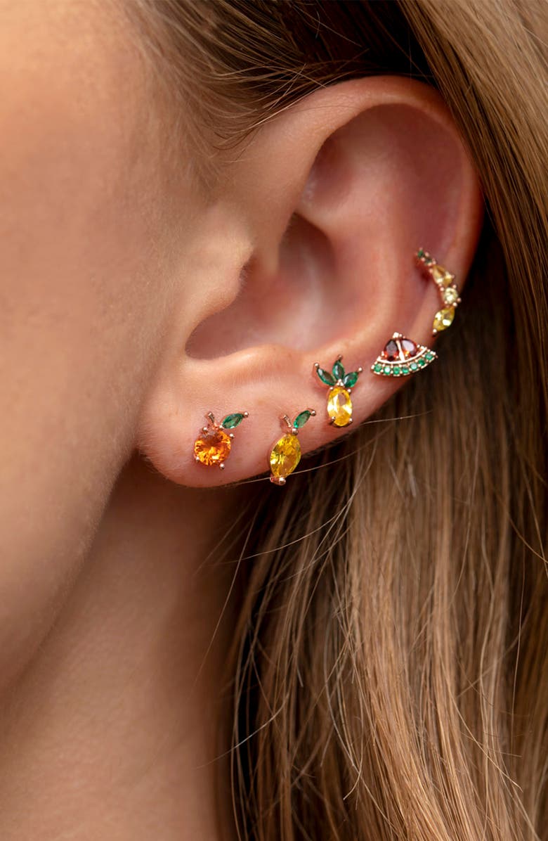 Girls Crew Orange Juice Stud Earrings, Alternate, color, Gold