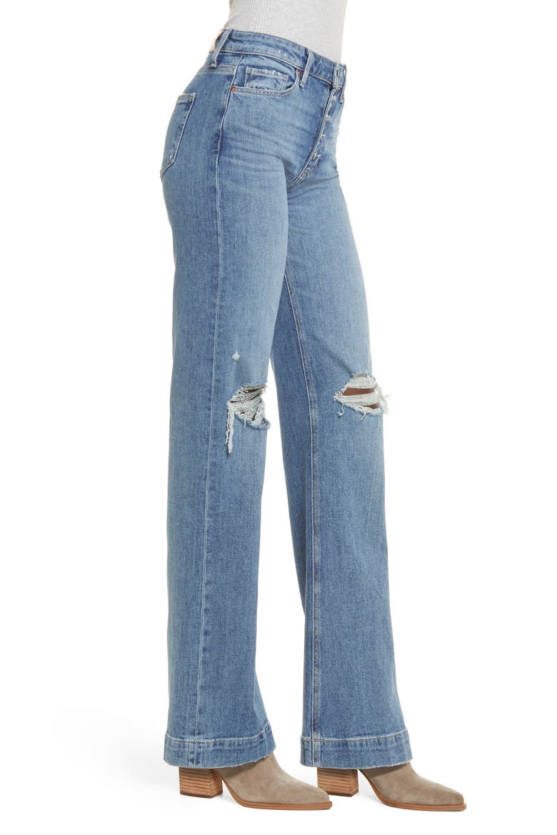 Leenah High Waist Exposed Button Fly Flare Leg Jeans, Alternate, color, MAGDA DESTRUCTED