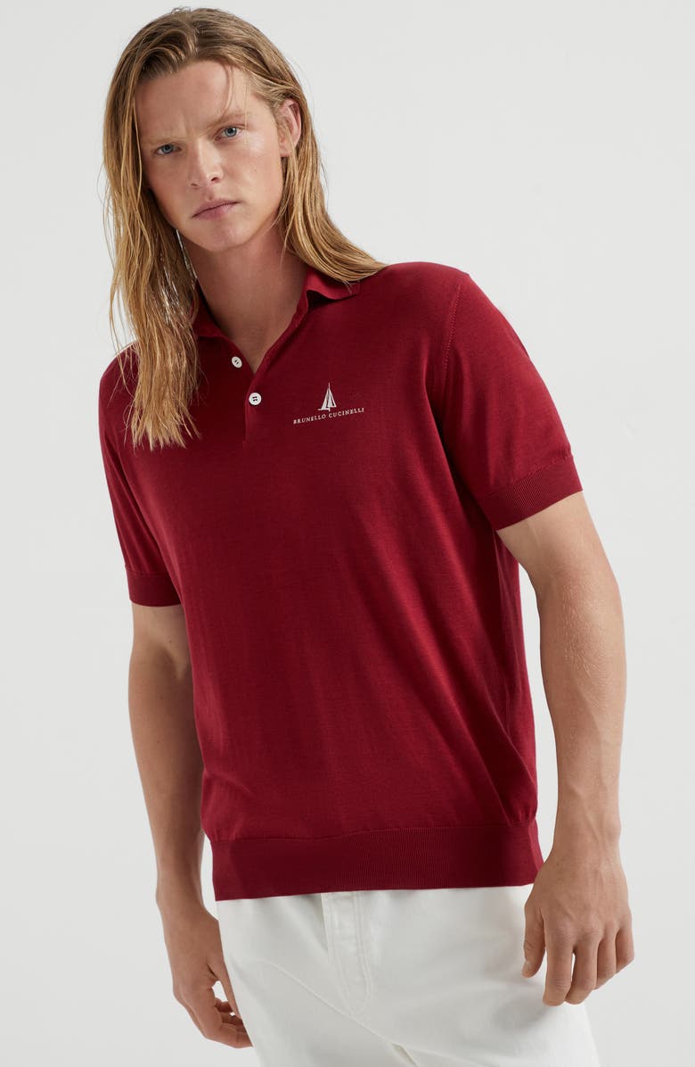Brunello Cucinelli Lightweight knit polo shirt, Alternate, color, 