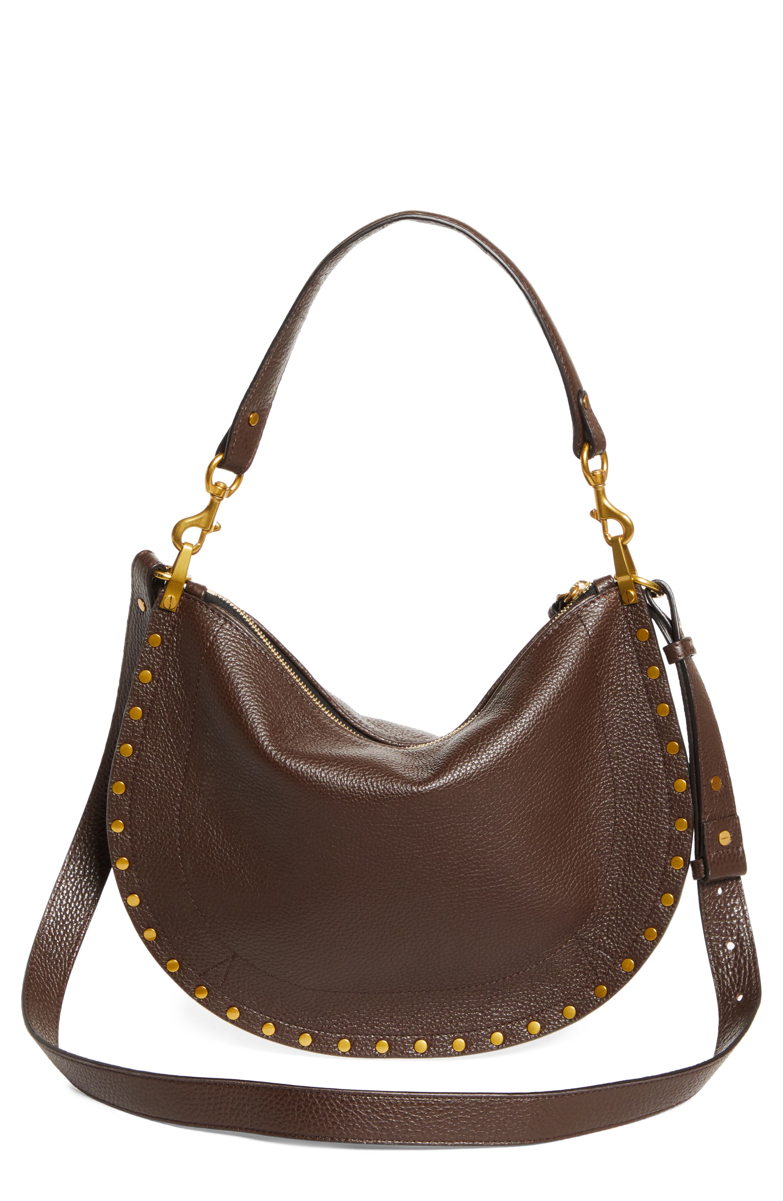 Oskan Soft Zipped Leather Crossbody Bag, Alternate, color, COFFEE