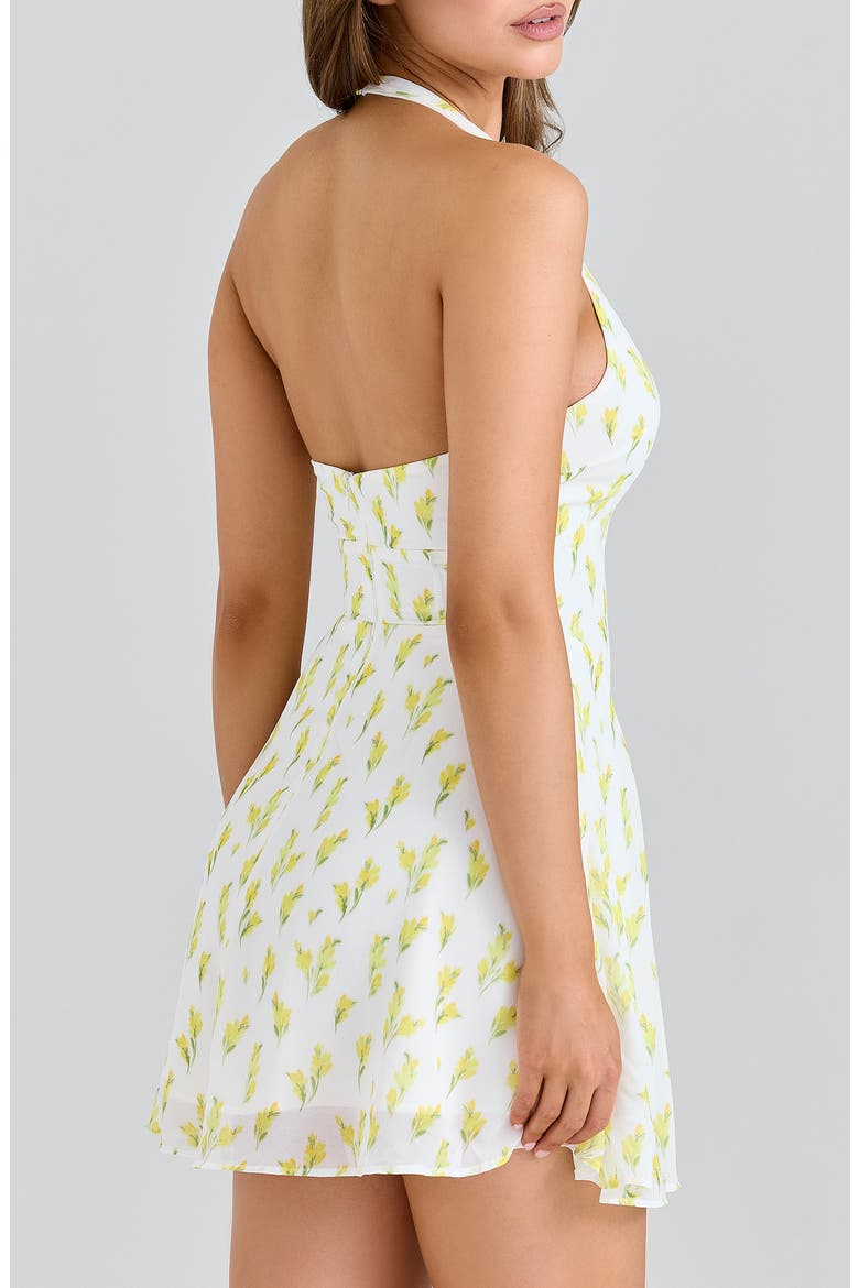 Iris Floral Halter Minidress, Alternate, color, LEMON FLORAL PRINT