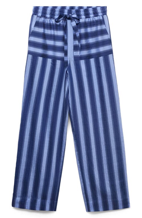 Mango Stripe Wide Leg Pajama Pants In Blue
