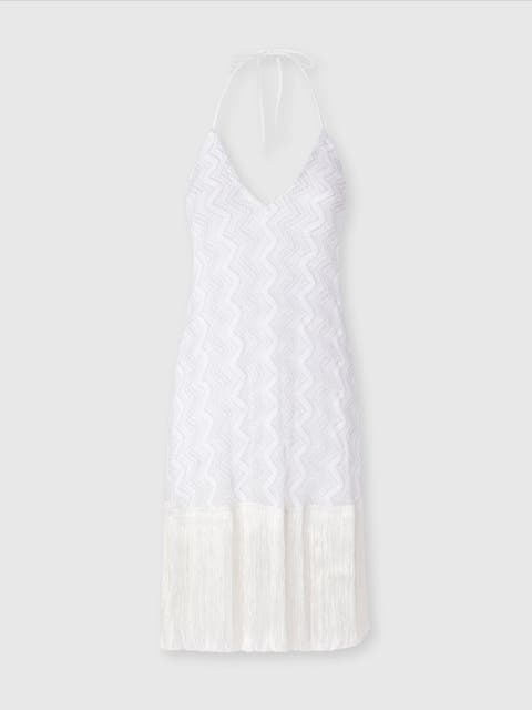 Cover-up Dress In Zig Zag Lamé Viscose With Fringes