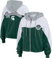 WEAR by Erin Andrews Women's WEAR by Erin Andrews Green Michigan State Spartans Color-Block Full-Zip Hoodie