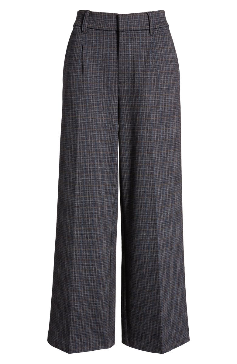 Wit & Wisdom 'Ab'Solution Plaid Skyrise Wide Leg Ponte Trousers, Alternate, color, Charcoal Blue Multi