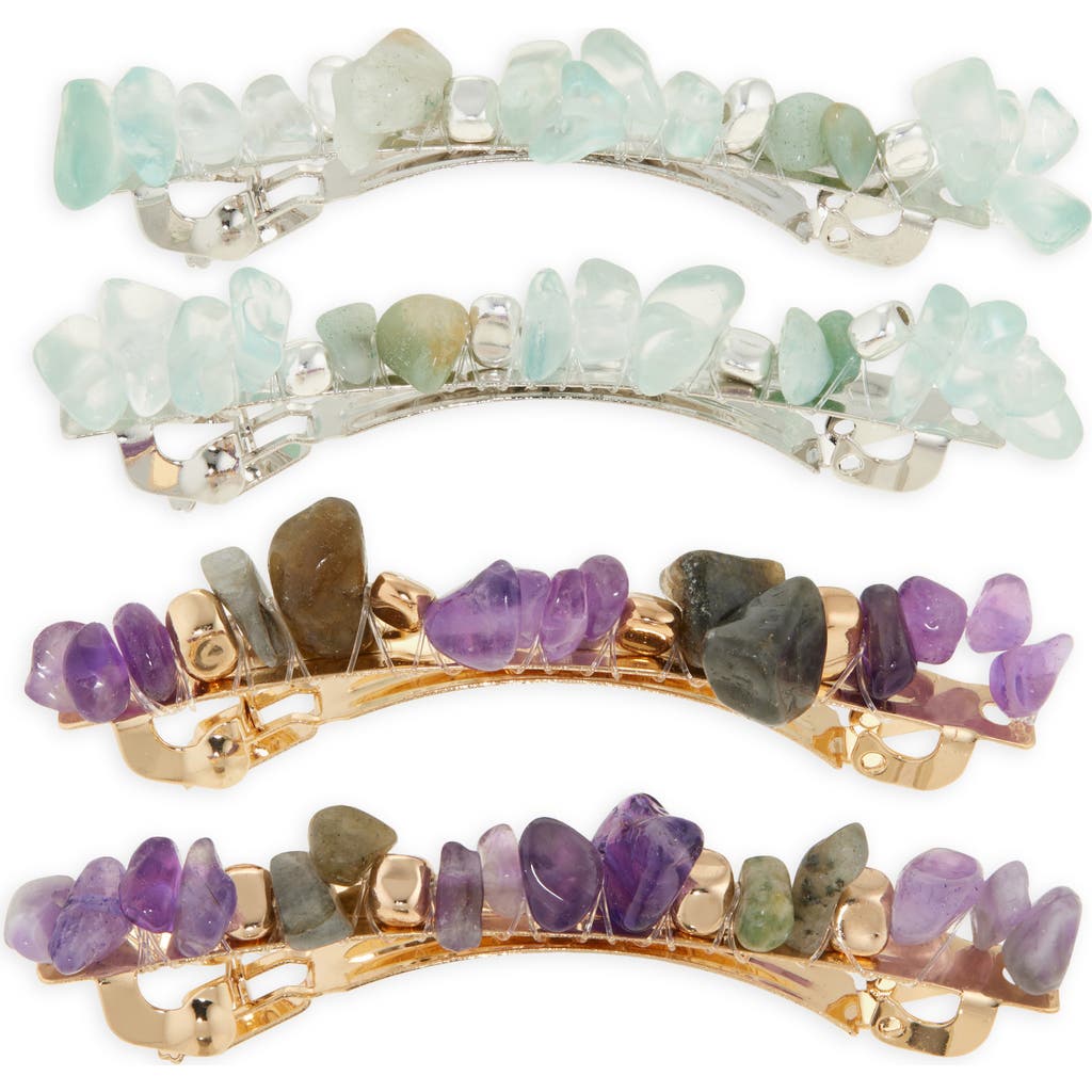 Tasha 4-pack Semiprecious Stone Embellished Barrettes