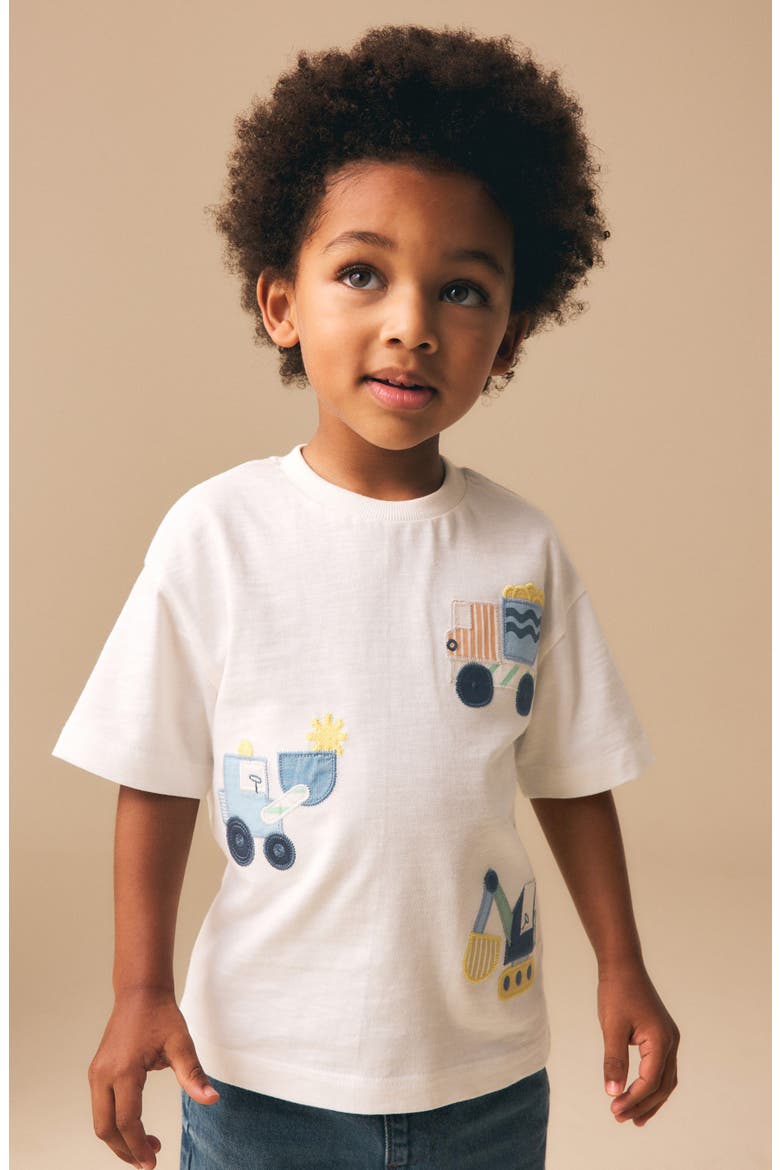 Kids' Digger Appliqué Cotton T-Shirt, Alternate, color, NEUTRAL