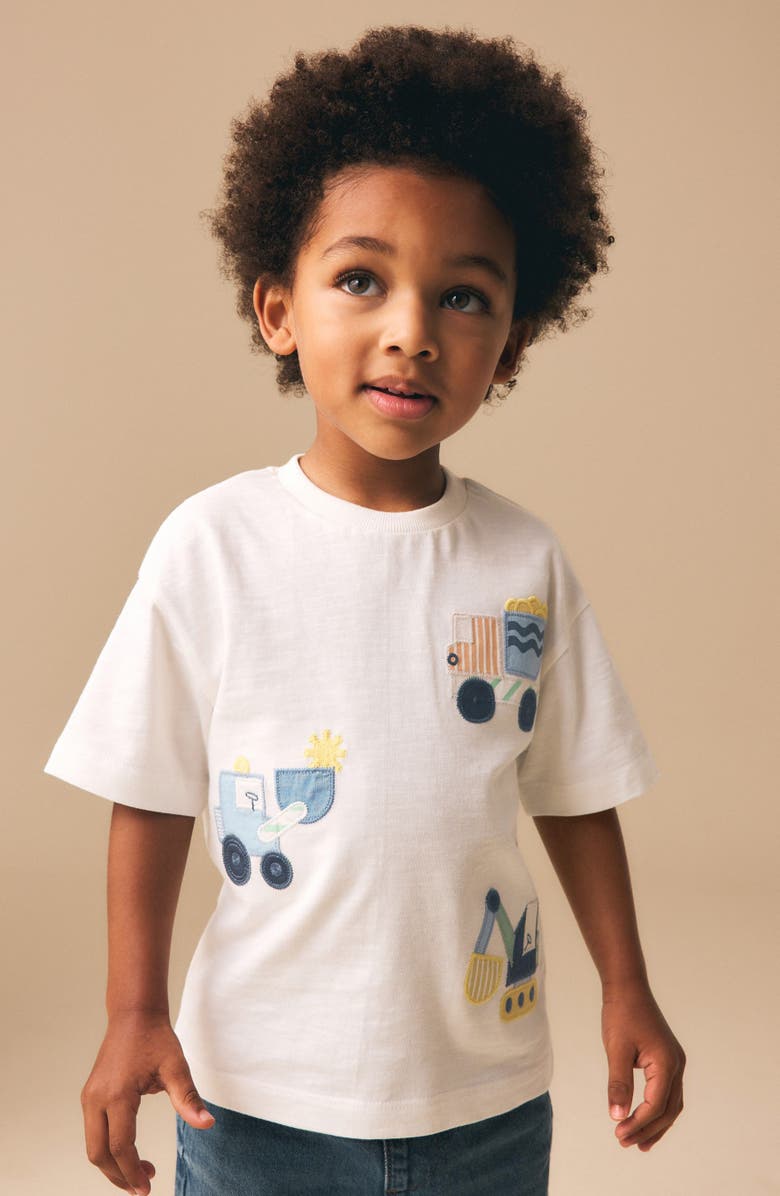 NEXT Kids' Digger Appliqué Cotton T-Shirt, Alternate, color, Neutral