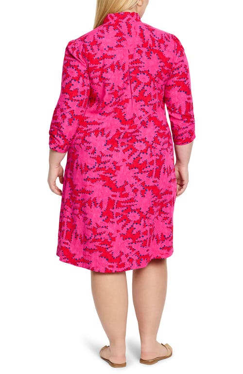 NIC + ZOE NIC+ZOE CLASHY PETALS RUFFLE UP LONG SLEEVE A-LINE DRESS 