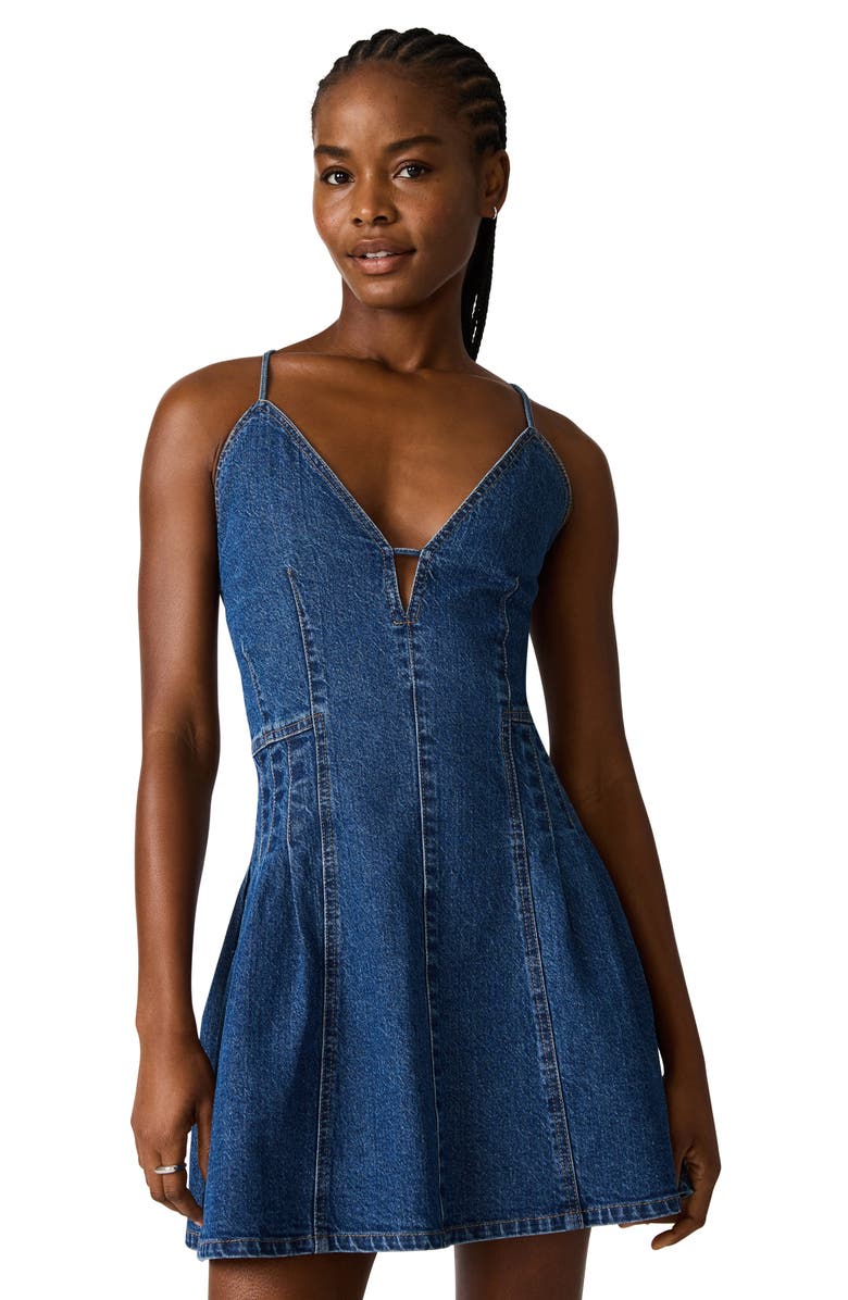 Steve Madden Dianne Strappy Back Denim Minidress, Alternate, color, Denim Blue