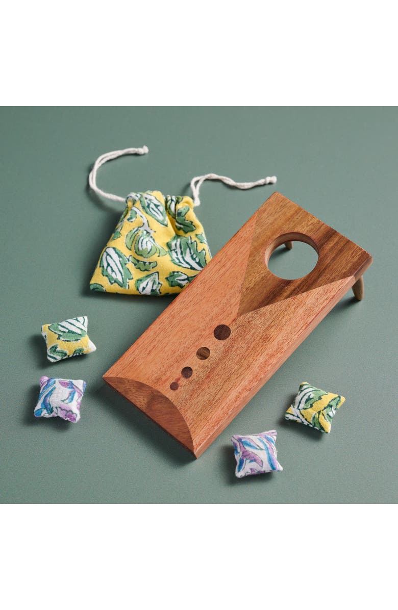 Ten Thousand Villages Wood Tabletop Cornhole Game, Main, color,