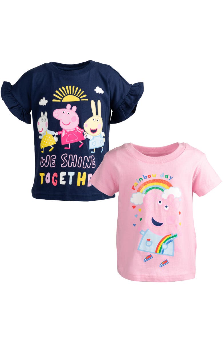 Peppa Pig 2-Pack T-Shirts, Main, color, Navy Blue / Pink