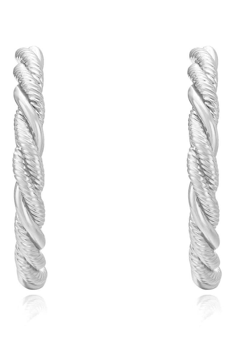 Twisted Hoop Earrings, Alternate, color, SILVER