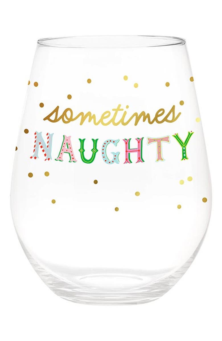 CREATIVE BRANDS Sometimes Nice, Sometimes Naughty Wine Glass, Alternate, color,